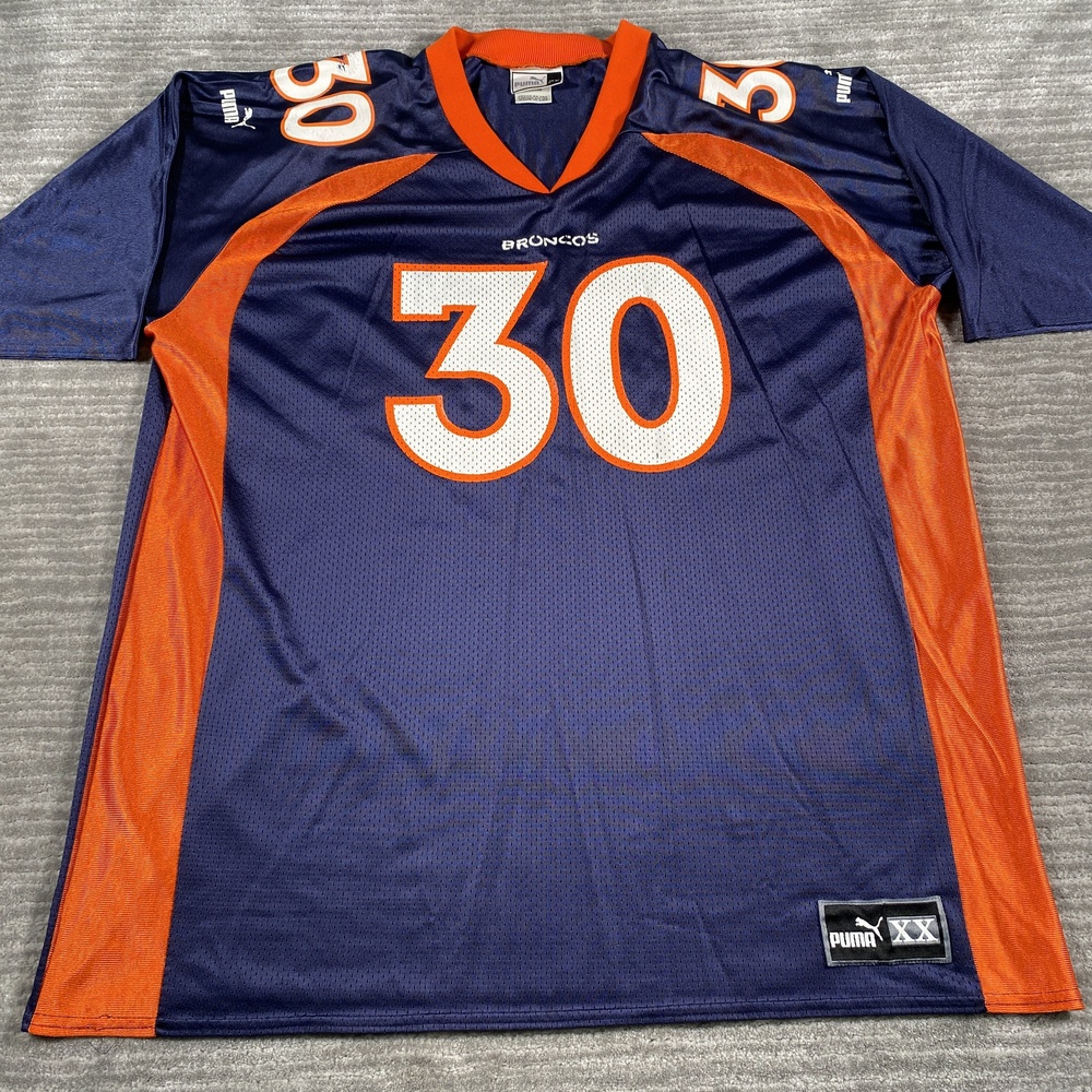 Vintage Denver Broncos Jersey Mens 2XL Blue NFL Football Puma Terrell Davis 30